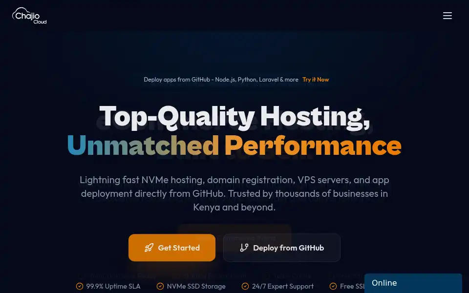 Screenshot of chajiocloud.com