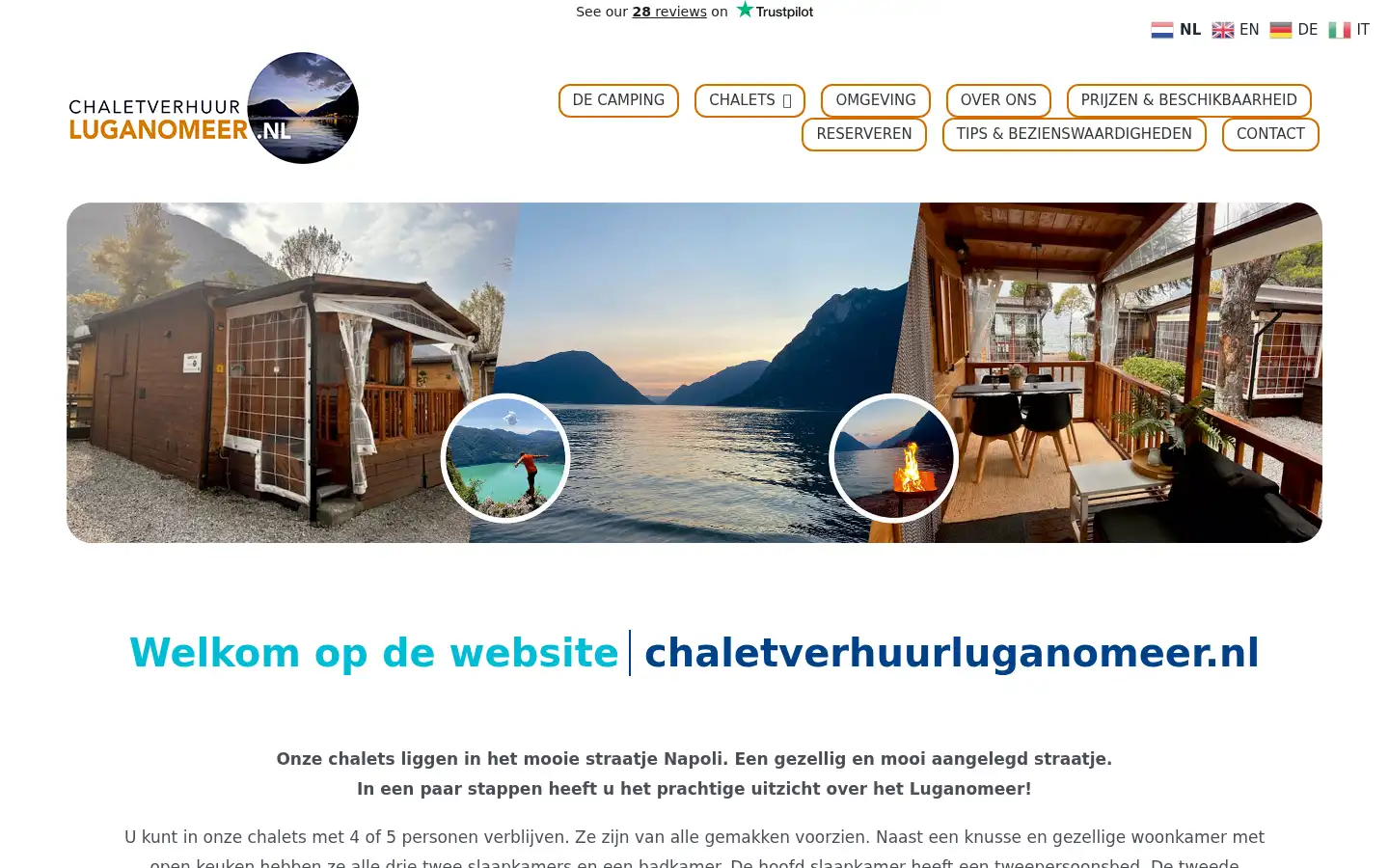 Screenshot of chaletverhuurluganomeer.nl