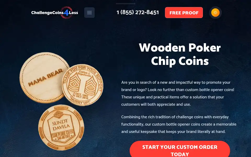 Screenshot of challengecoins4less.com