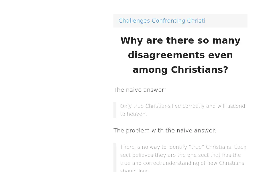 Screenshot of challengesforchristians.com