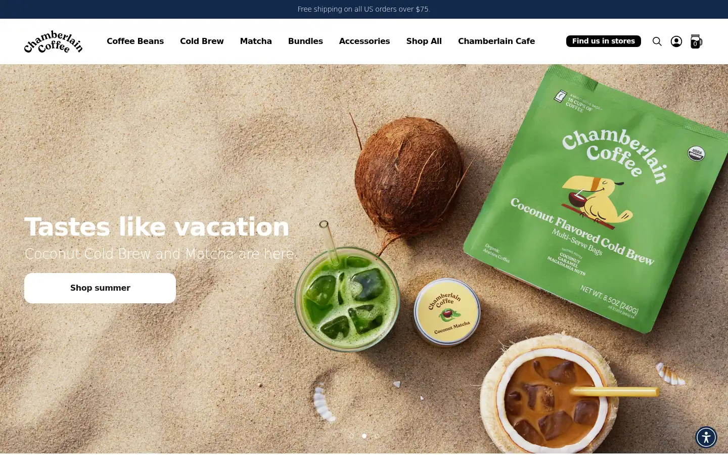 Screenshot of chamberlaincoffee.com