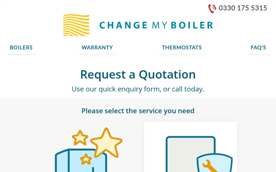 Screenshot of changemyboiler.co.uk