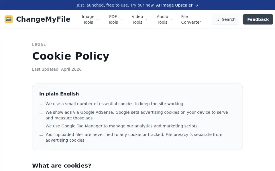 Screenshot of changemyfile.com