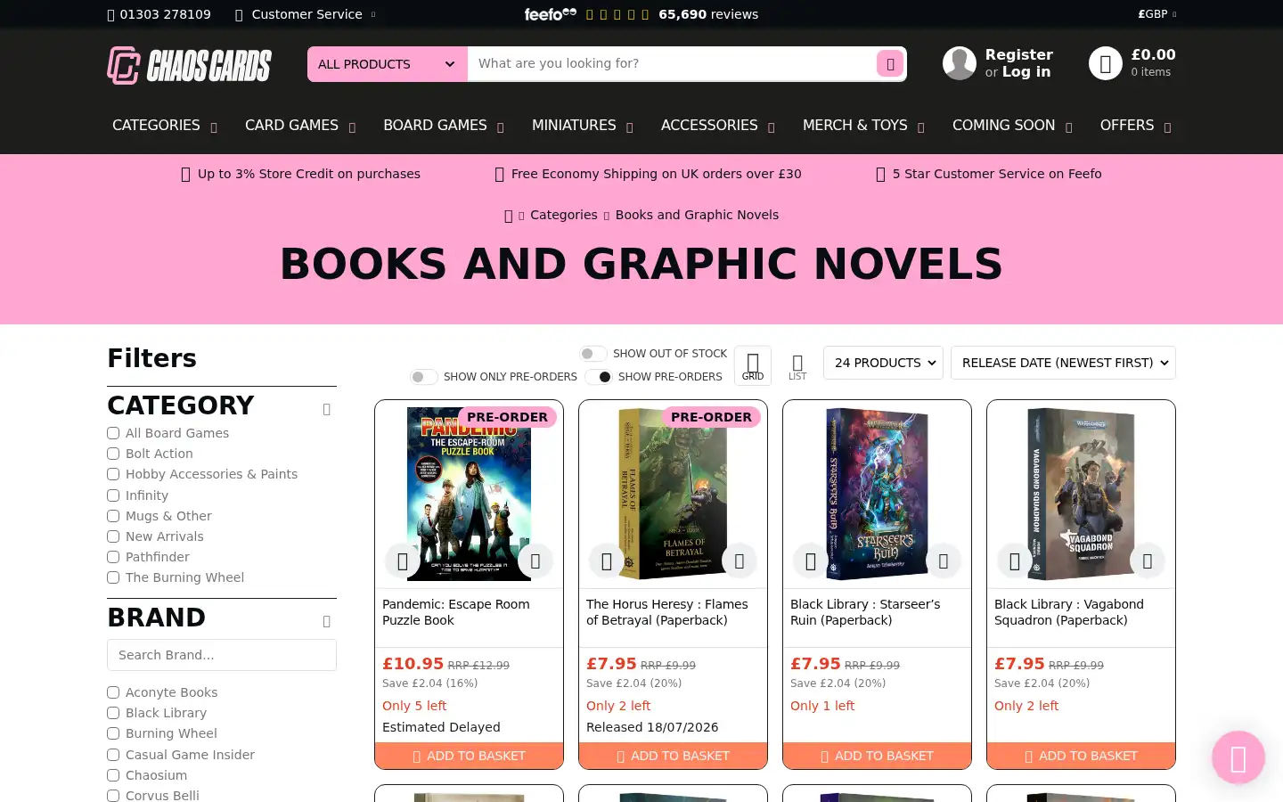Screenshot of chaoscards.co.uk