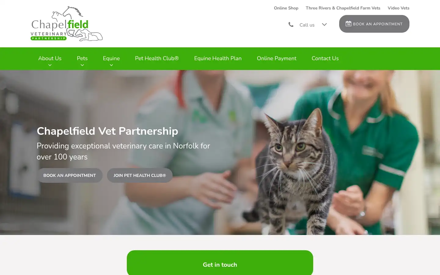 Screenshot of chapelfieldvets.co.uk