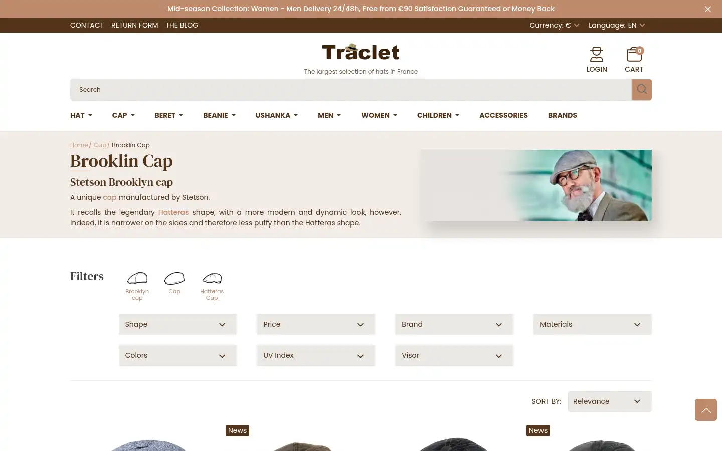 Screenshot of chapellerie-traclet.com