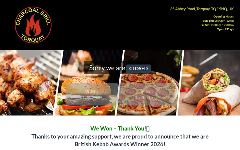 Screenshot of charcoalgrilltq.co.uk