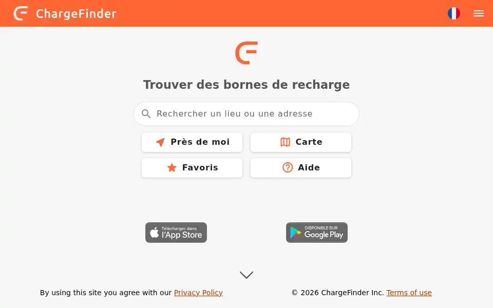Screenshot of chargefinder.com
