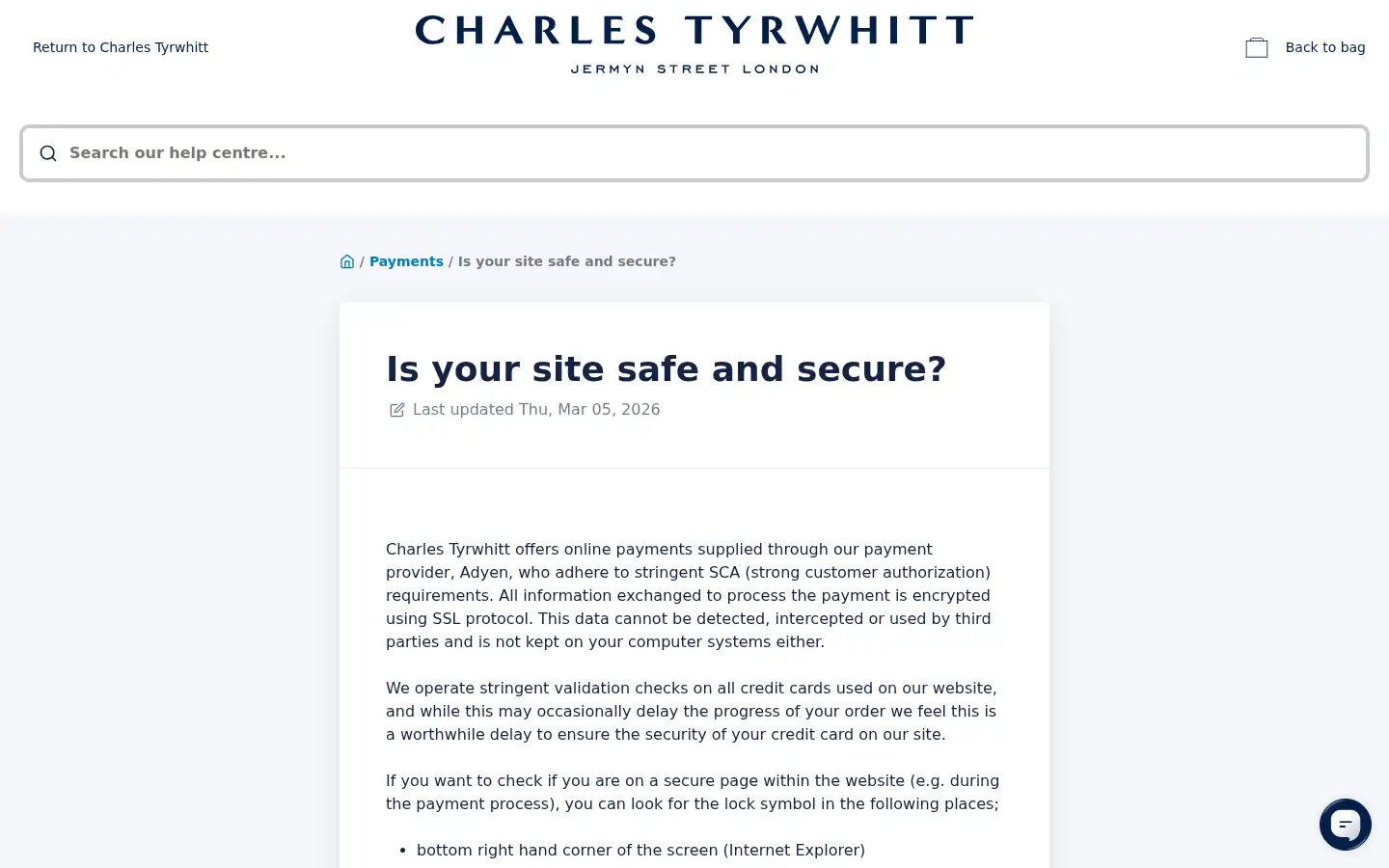 Screenshot of charlestyrwhitt.com