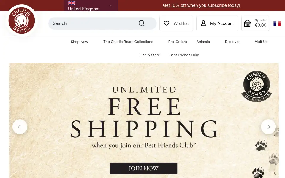 Screenshot of charliebears.co.uk