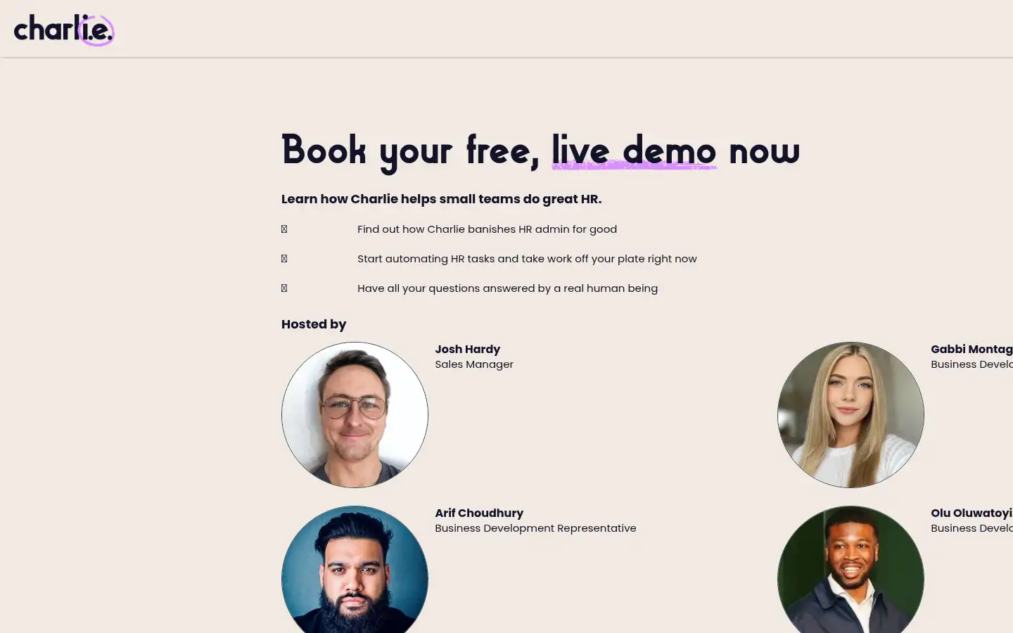 Screenshot of charliehr.com