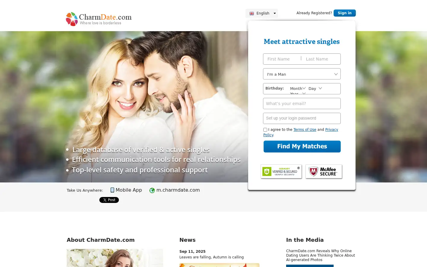 Screenshot of charmdate.com