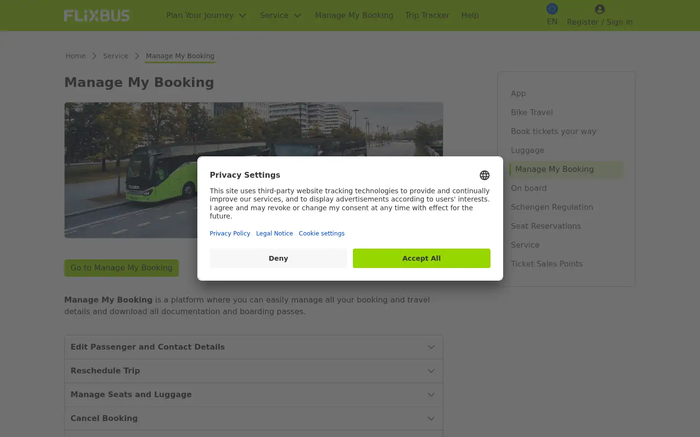 Screenshot of charter.flixbus.com