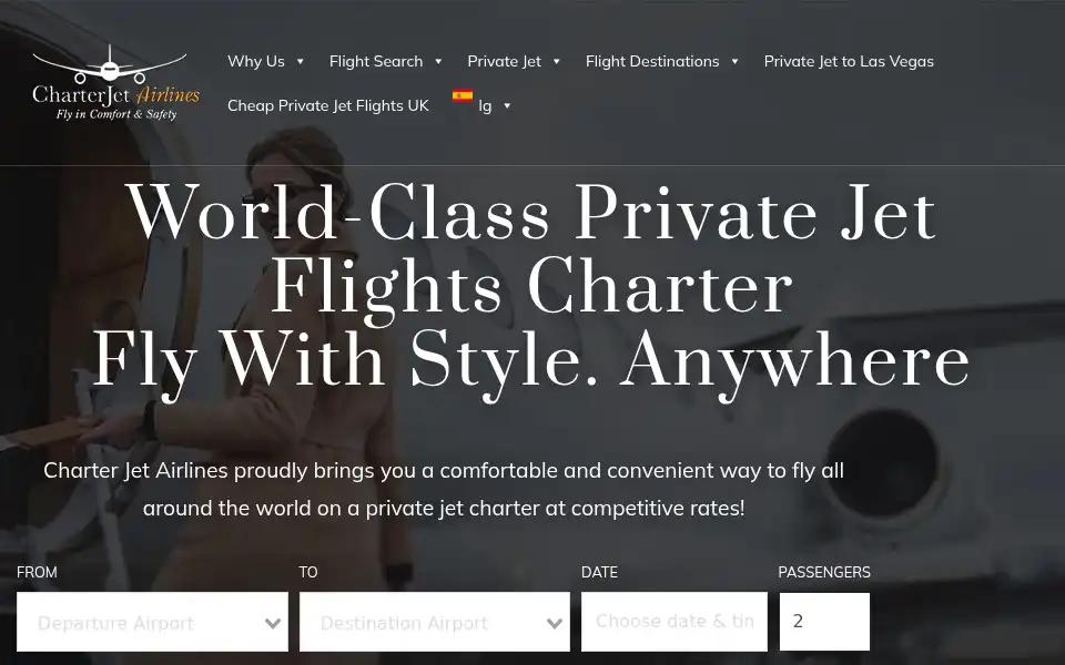 Screenshot of charterjetairlines.com