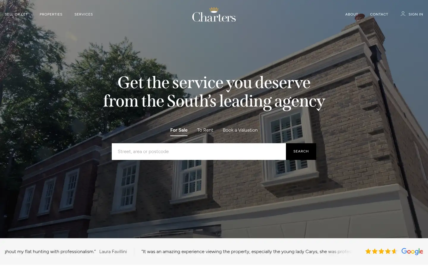 Screenshot of chartersestateagents.co.uk