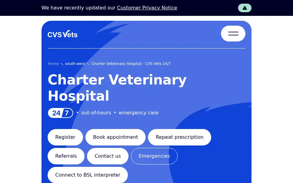 Screenshot of chartervets.com