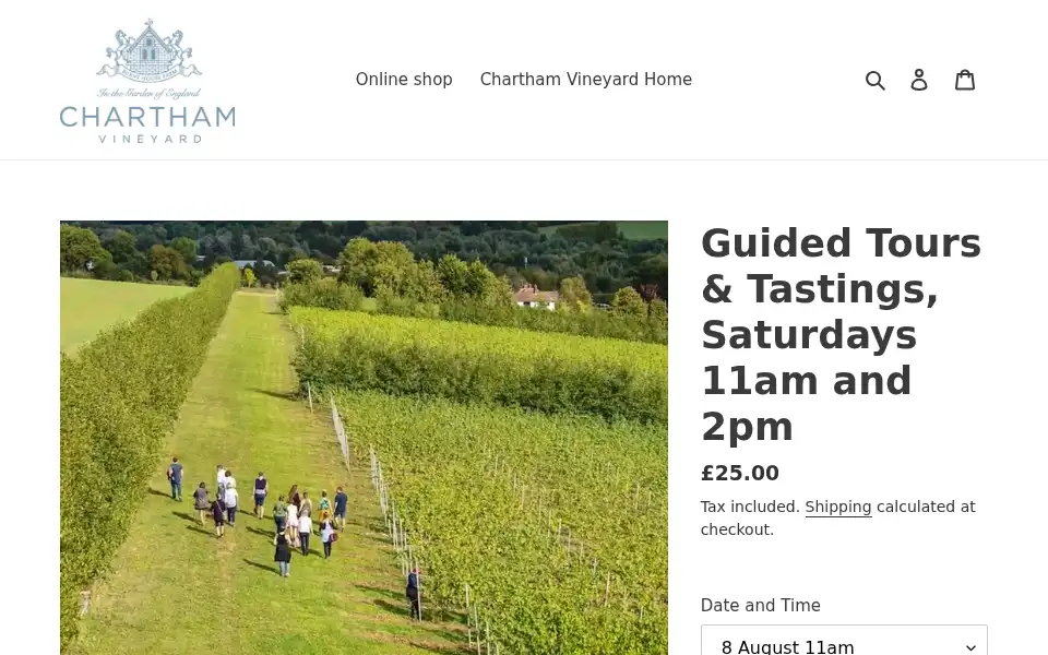 Screenshot of charthamvineyard.co.uk