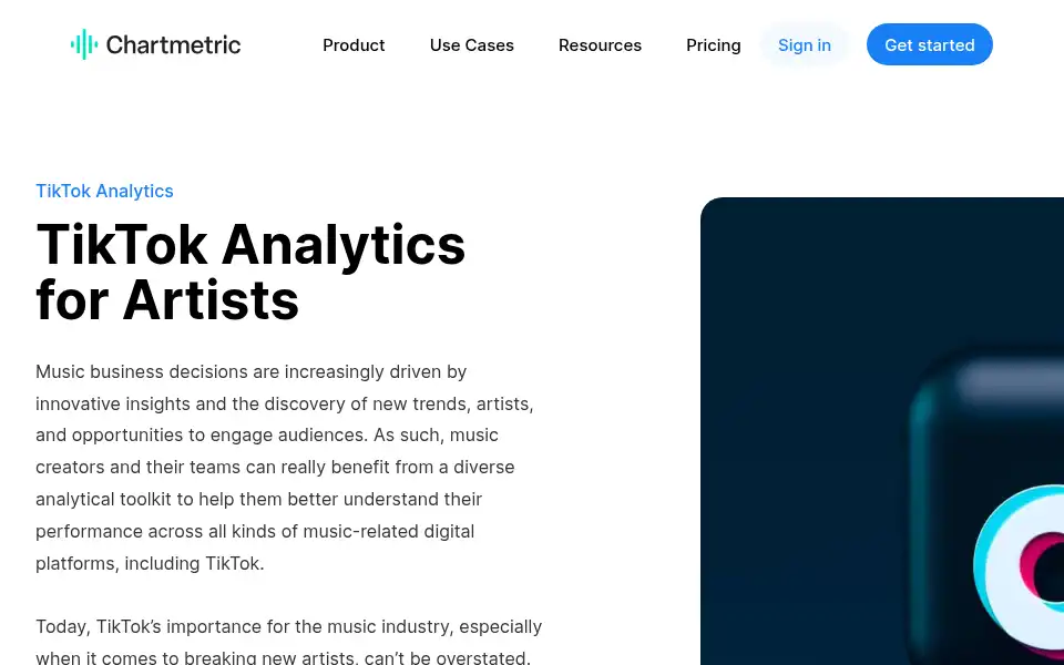Screenshot of chartmetric.com