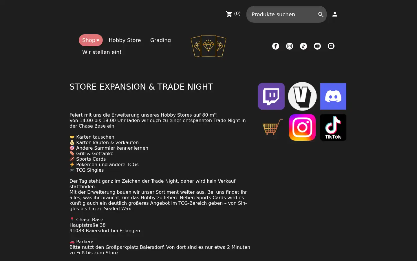 Screenshot of chase-cards.de