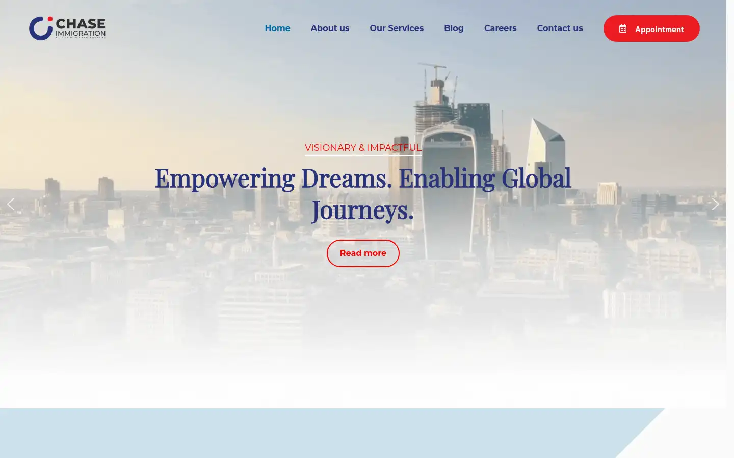 Screenshot of chaseimmigration.co.uk
