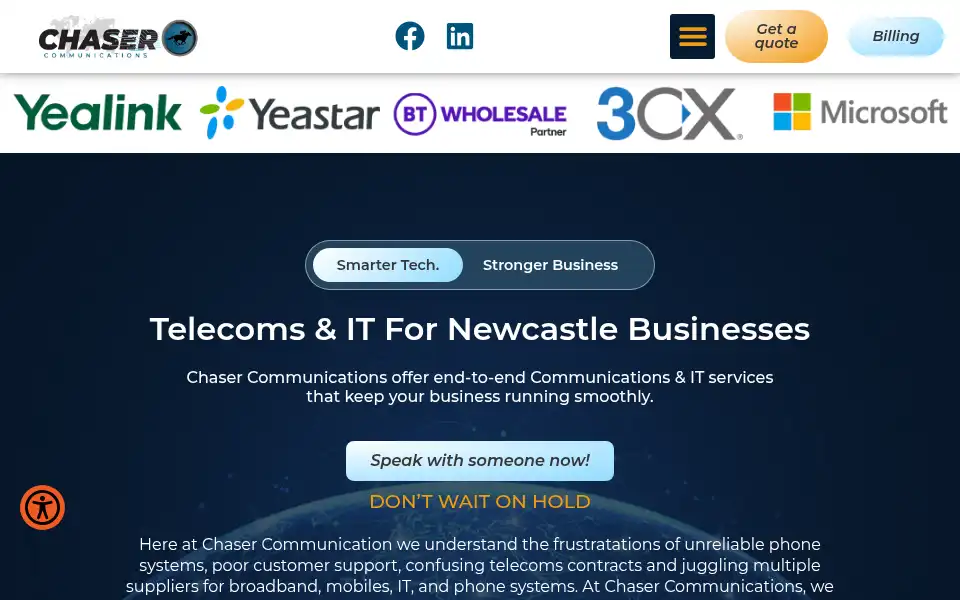 Screenshot of chasercomms.co.uk