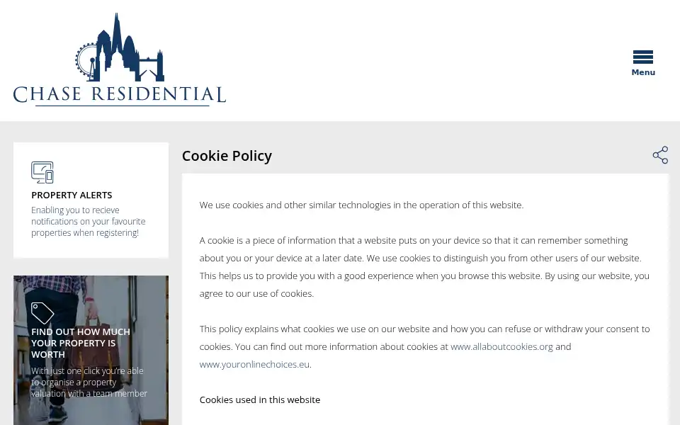Screenshot of chaseresidential.co.uk