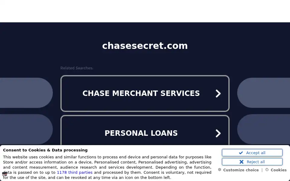 Screenshot of chasesecret.com