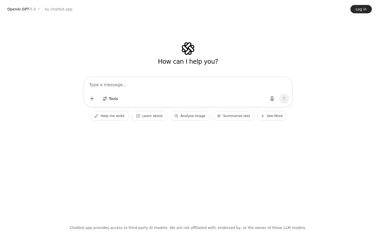 Screenshot of chatbot.app