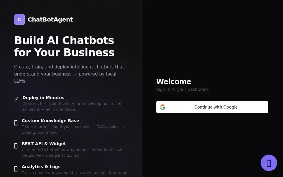 Screenshot of chatbotagent.chat