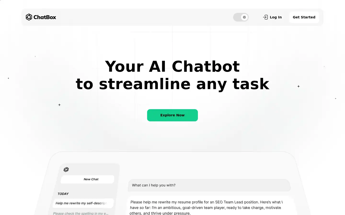 Screenshot of chatbox.ai