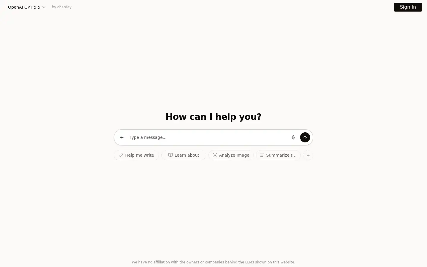 Screenshot of chatday.ai
