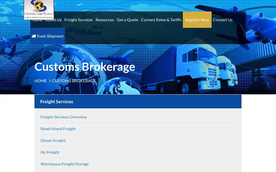 Screenshot of chatelaincargo.com