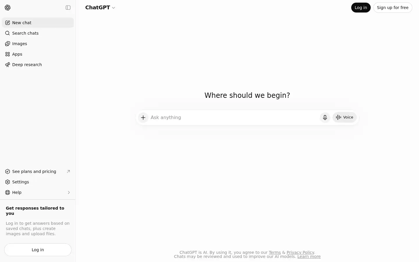 Screenshot of chatgpt.com