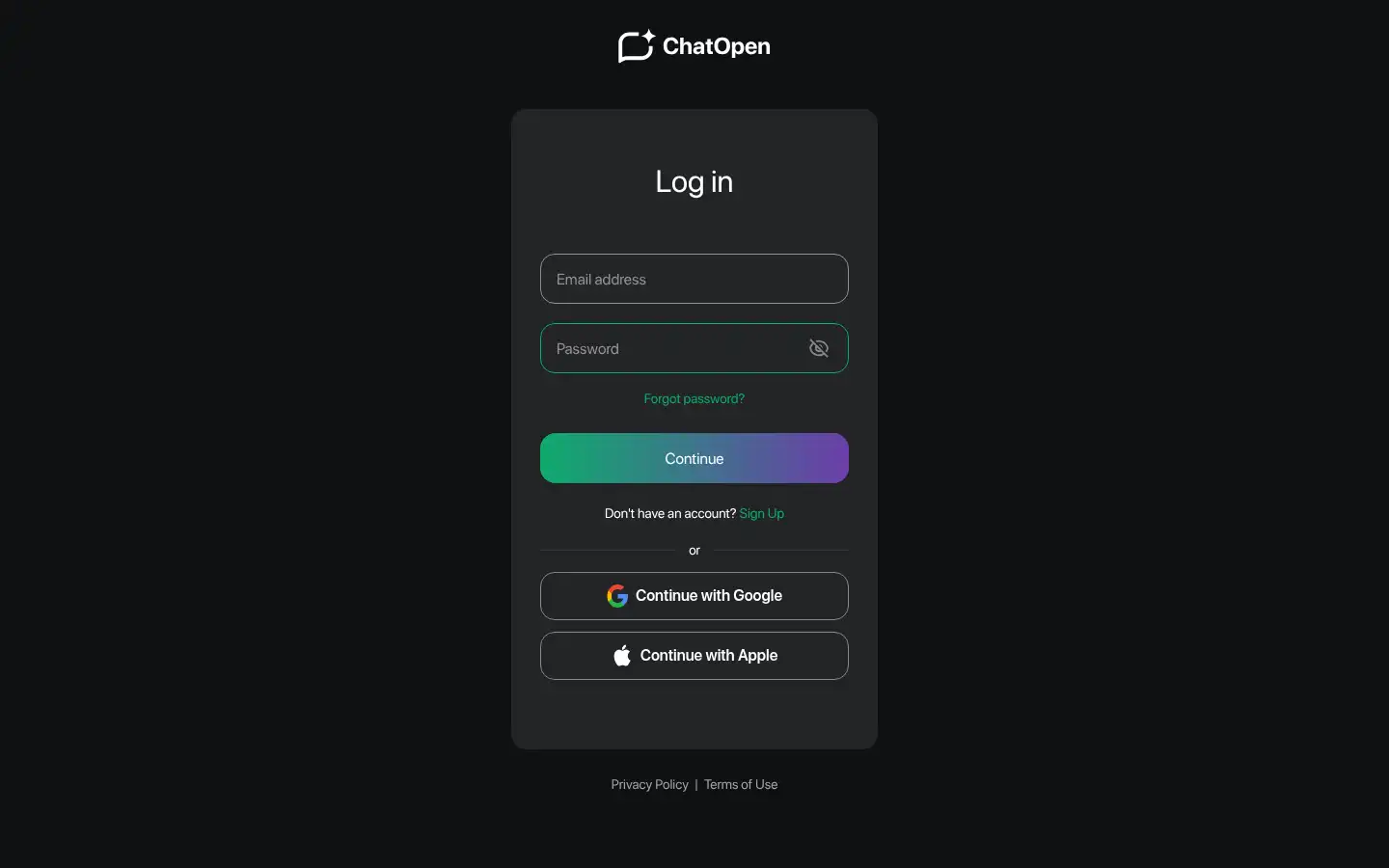 Screenshot of chatopen.app