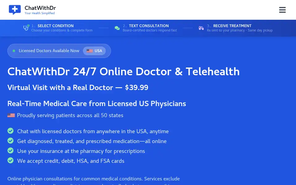 Screenshot of chatwithdr.com