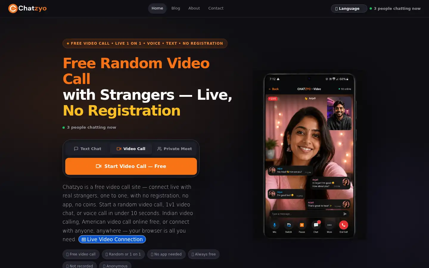 Screenshot of chatzyo.in