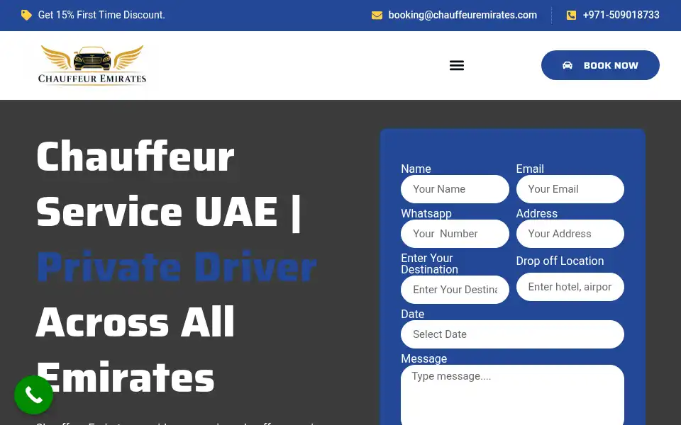 Screenshot of chauffeuremirates.com
