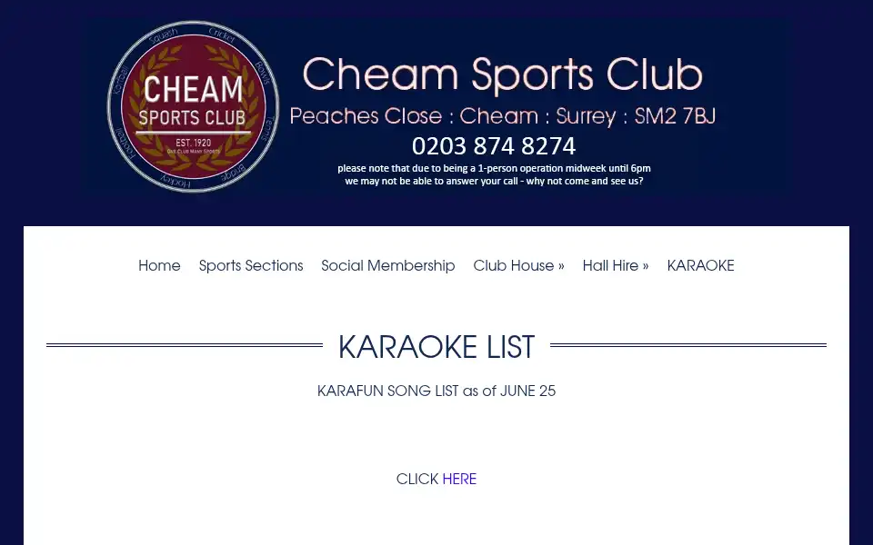 Screenshot of cheamsportsclub.com