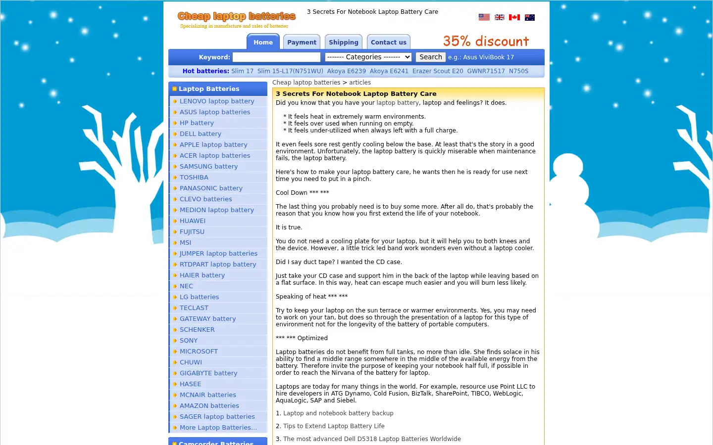 Screenshot of cheap-laptop-batteries.com