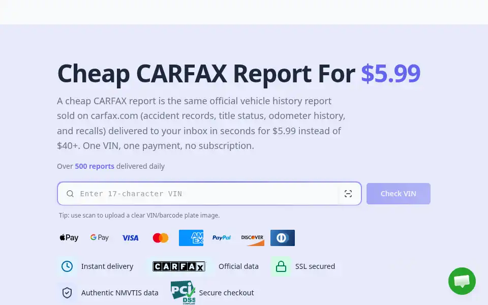 Screenshot of cheapcarfax.net