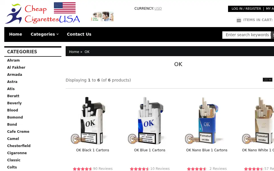 Screenshot of cheapcigarettesusa.com