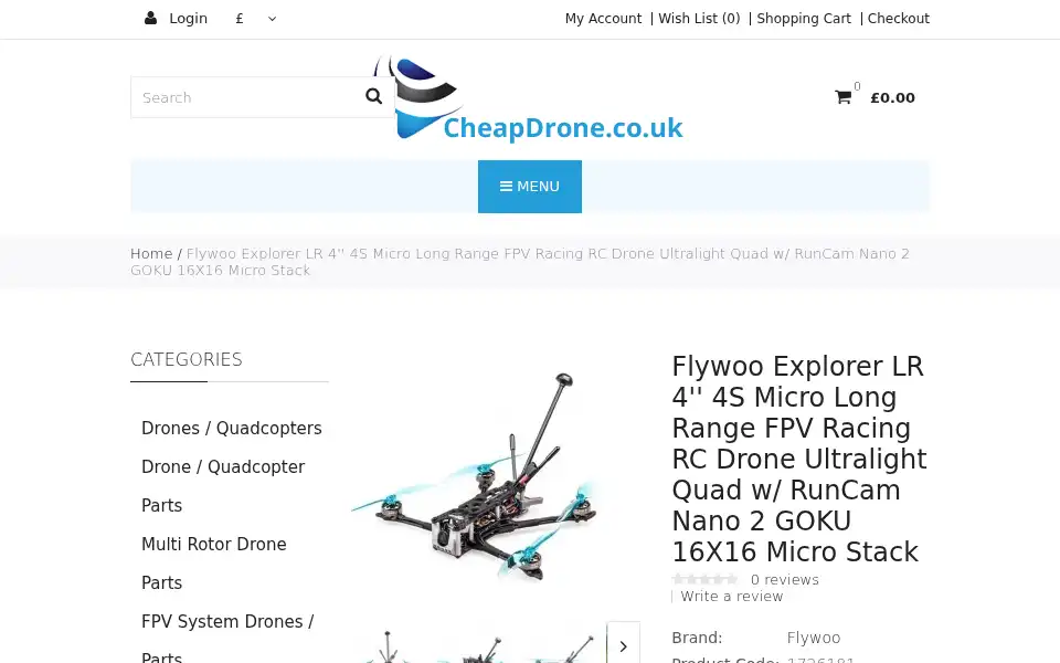 Screenshot of cheapdrone.co.uk
