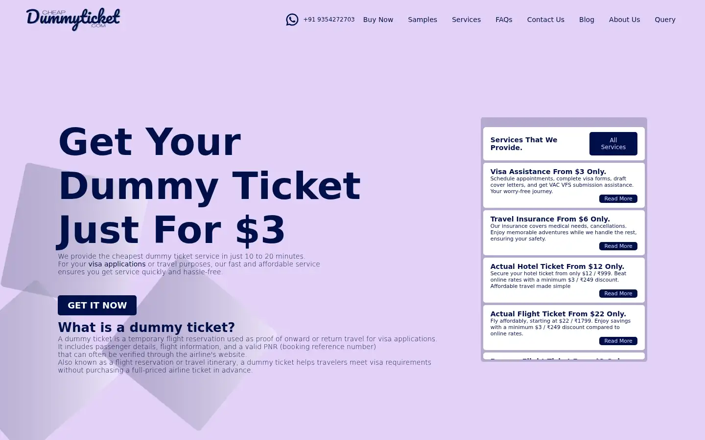 Screenshot of cheapdummyticket.com