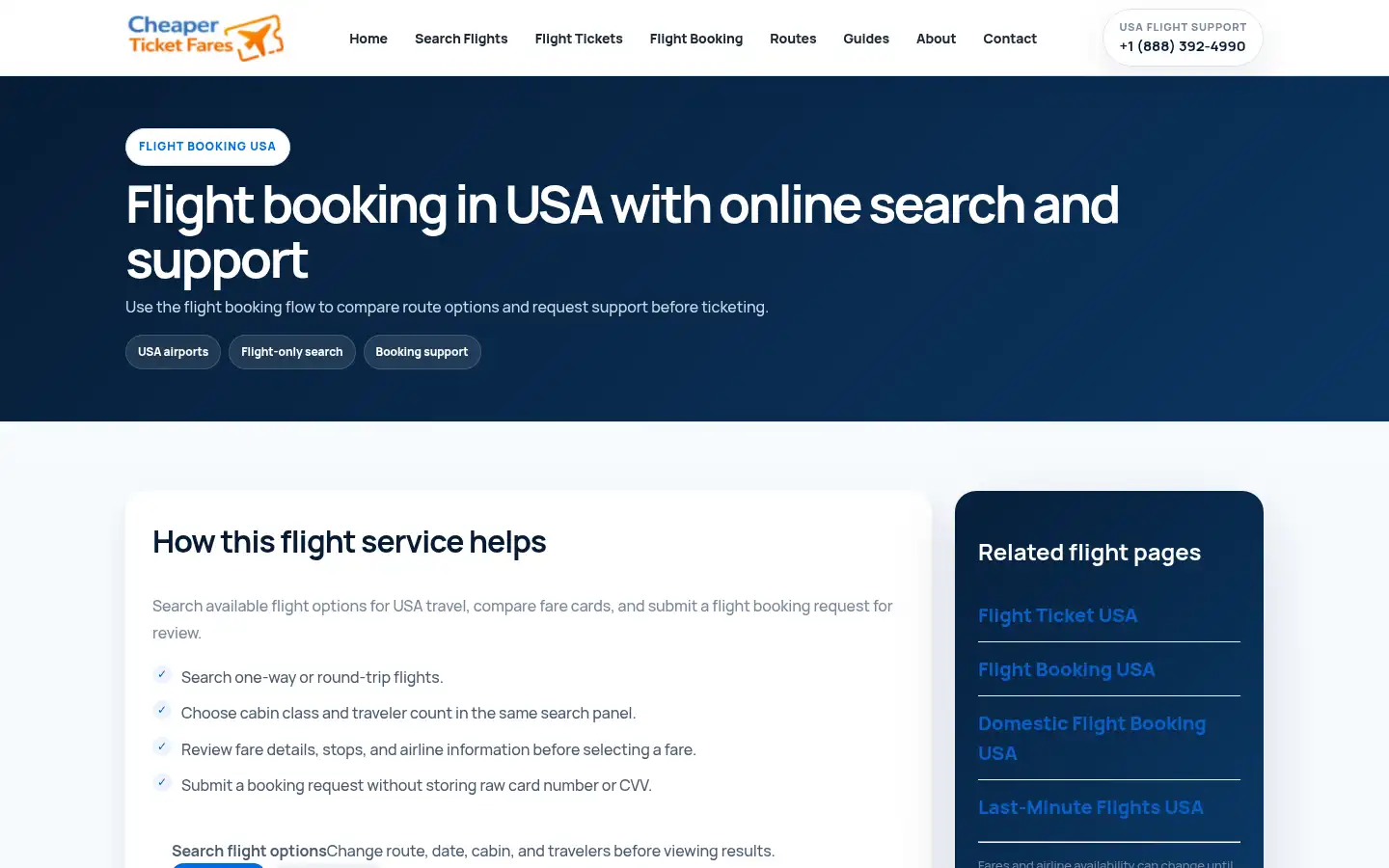 Screenshot of cheaperticketfares.com
