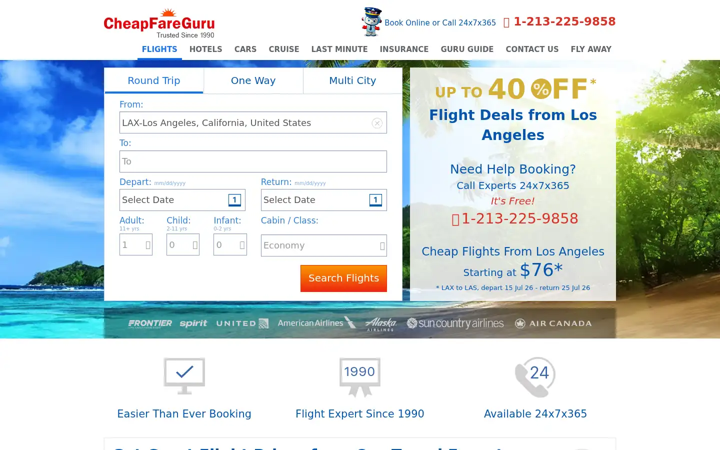 Screenshot of cheapfareguru.com