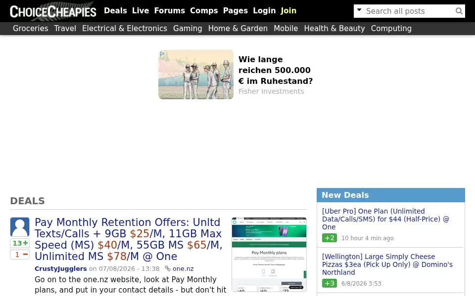 Screenshot of cheapies.nz