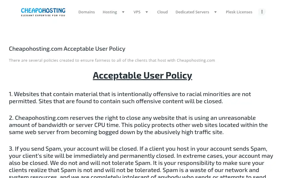 Screenshot of cheapohosting.com