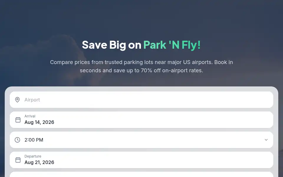 Screenshot of cheapparkfly.com
