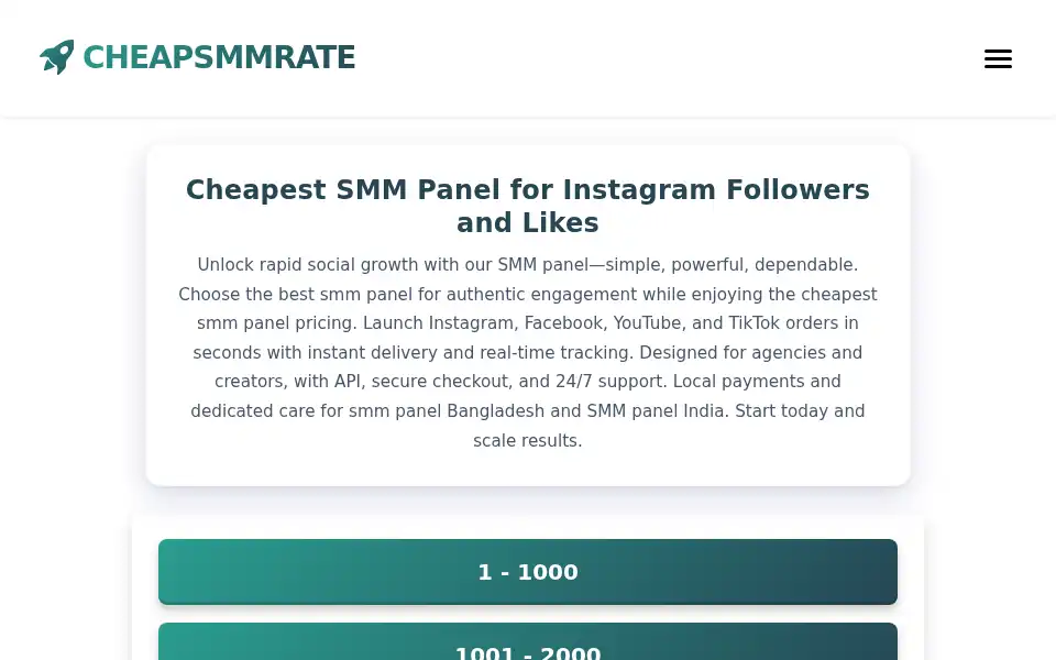 Screenshot of cheapsmmrate.com