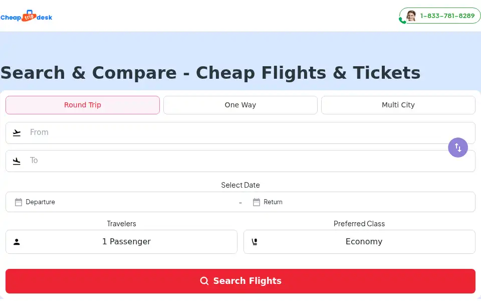 Screenshot of cheaptripdesk.com